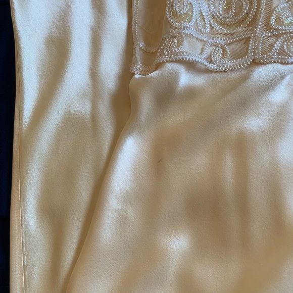 Dollar USA Shiny Lace Embroidered Sequin Sleeveless Satin Maxi Formal Dress - Picture 12 of 15